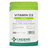 Lindens Vitamin D3 1000iu - 360 Tablets - Immune System, Bones, Teeth, Uk Manufacturer Immune Support | (4 Months Supply) | Suitable For Vegetarians | Letterbox Friendly