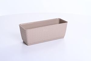 UNBEKANNT Blumenkasten Balkonkasten Blumentopf Rattan Optik Ratolla Untersetzer 3 Größen 4 Farben von rg-vertrieb (300 Mocca)