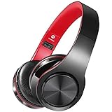 Bluetooth Headphones,Teetox Over Ear Hi-Fi Stereo Wireless/Wired Headset,Foldable,CVC 6.0 Noise Cancelling Mic,Compatible with Smartphones, Tablets, PC,iPods, iPhones, iPads, Laptops-Black &amp; Red