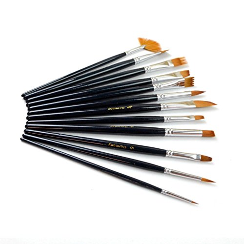 SUMERSHA Nylonhaar Pinselset Ölmalpinsel Künstler Aquarell Acryl Ölmalerei Supplies 12pcs - 2