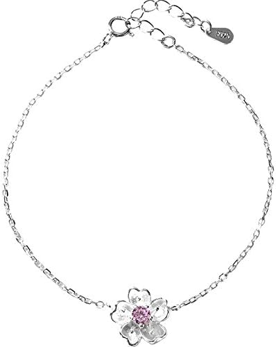 BABYQUEEN Ear Studs Women's Simple 925 Sterling Silver Student Earrings Ear Ornaments Accessories Simple S925 Sterling Silver Bracelet Jewelry Cherry Blossom Girl Students.