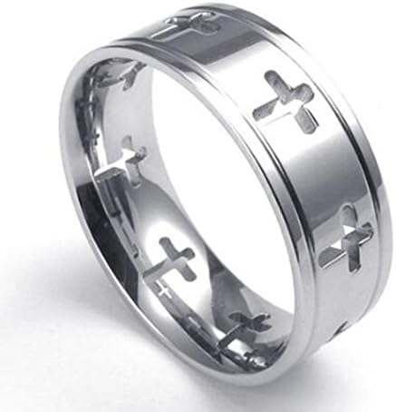 Sierra Stainless Steel Mens Womens Cross Cut Out Praying Ring, Size O