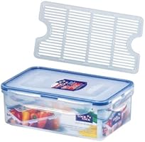 Lock&Lock 2059085 PP Classic Bo&icirc;te Herm&eacute;tique Rectangulaire avec Grille de Drain Plastique Transparent 20 x 14 x 7 cm