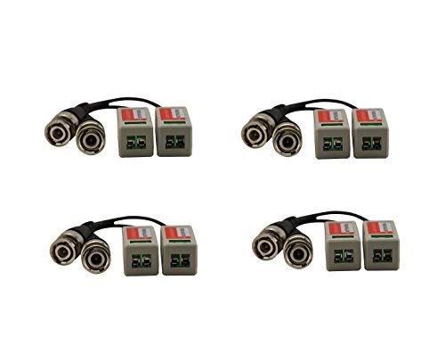 LipiWorld® Video Balun AHD CVI TVI Coax to UTP Cat6 Connector HD 720P 1080P CCTV BNC (PACK-4)