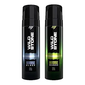 Wild Stone Intense Black and Wood No Gas Deodorant for Men, Pack of 2 (120ml each)