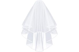 TSLRSA 2 Couches Voile de Mariage Courte,avec Peigne Voile de Mariée brodé de Ruban Vintage Cathédrale de Mariage Voile de Mariée Idéal pour les Déguisements de Soirées Mariage Reprises de Banquet