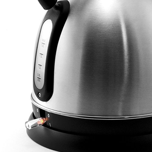 Arendo – 3000 Watt Retro Edelstahl Wasserkocher / Teekessel / im Retro-Design (Teekessel-Form) | integrierter Kalkfilter rausnehmbar | Füllmenge maximal 1,8 Liter (leicht ablesbar) | automatische Abschaltung | integrierter leicht zu reinigender Kalkfilter | silber - 4