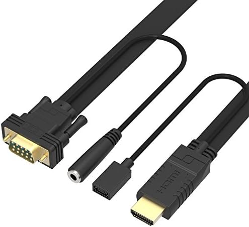 HDMI to VGA Cable Adapter, LEMEGO 1080P HDMI Male to VGA Male Converter Gold-Plated Cord with 3.5mm Audio and Micro USB Power Supply for PC, Laptop, DVD, PS4, PS3, TV BOX or Other HDMI Input Devices(1.5m/5FT)