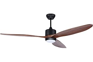 Ovlaim 165 CM ventilatori per soffitti in legno di noce con comandi a distanza, ventilatore intelligente per supersoffitti a 3 pale per camera da letto negozio salotto