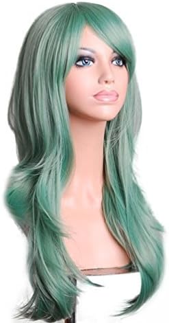 Rise World Wig New Fashion 28" Long Curly Heat Resistant Big Wavy Cosplay Hair Wig(Mint Green)