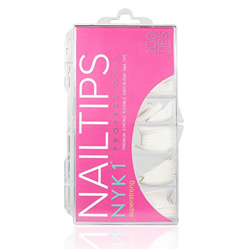 NYK1 Professional FRENCH WHITE Acrylic Nail Tips False Artificial Extension Flexible SALON QUALITY for us with All Gel Nail Systems