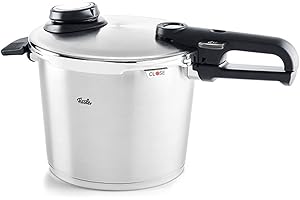 Fissler Vitavit Premium Pentola a pressione in acciaio inox 6 L, 22 cm, 4 livelli di cottura, incluso inserto, adatta a fornelli a induzione