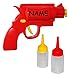 Produktbild " Pistole " - Senf & Ketchup - Spender - incl. Name - Grillen / Senfspender - Quetschflasche lustig - Dosierflasche für Sossen - Kunststoff Sossenspender Ketchuppistole / Sauce / Saucenspender - Flasche Ketschupspender - Gastro