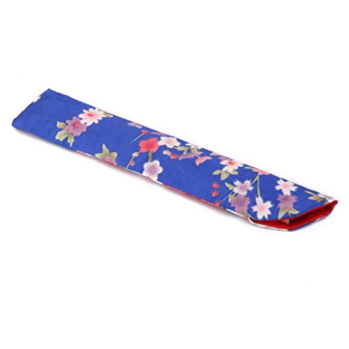 Gazechimp Seiden Schmetterling Sakura Faltbar Handfächer Klappfächer Fächer mit Taschen Beutel Blau - 9