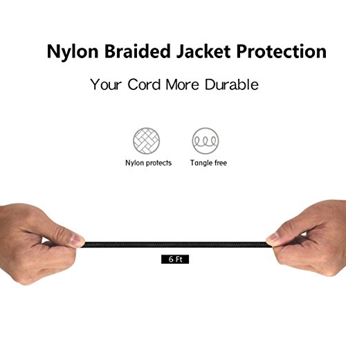 Lightning Cable 3PACK 6FT iPhone Cable Nylon Braided Lightning Connector to Data Syncing Cord Compatible with and Fast Charging Cable for iPhone 7/7plus/6plus/6s/6s+/5/5s/SE, iPad (Gray) by TINGGAOLI