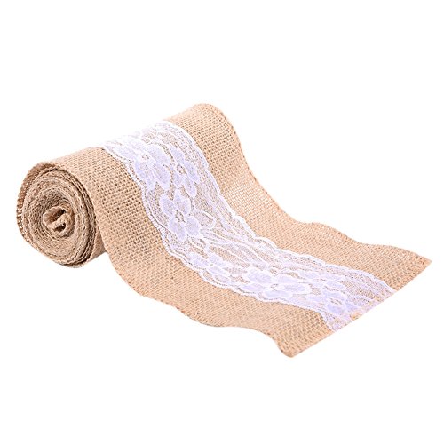 Stuhldekoration Jute Band Stuhl Schärpe mit Spitze für Hochzeit LianLe - 5