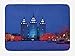 Produktbild ERCGY Scenery Bath Mat, City Building Castle Landmark Landscape in Winter with Christmas Celebration, Plush Bathroom Decor Mat with Non Slip Backing, 23.6 W X 15.7 W Inches, White and Blue