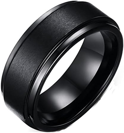 GYJUN 6mm Men's Black Matte Tungsten Wedding Bands with Step Edges Comfort Fit Design Engagement Rings for Couples , 10