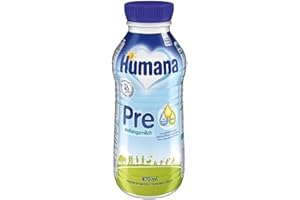 ‎HUMANA Humana Anfangsmilch Pre trinkfertig, von Geburt an, trinkfertige Säuglingsmilch, zusätzlich zur Muttermilch oder als alleinige Pre Nahrung, Babynahrung mit DHA und nur Laktose, 1 x 470 ml
