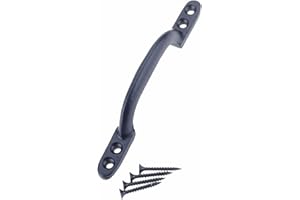 SUL Black Cast Iron Hot Bed Handles with Screw for Indoor or Outdoor Use, Black Japanned D Handle Gate Handle for Garden Gates, Shed Doors - 150mm Hot Bed Handle 1pk
