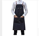 Material: lienzo denim WGXCC Delantal De Mezclilla Hombres Chef Correas Ajustadas Delantal De Trabajo Delantales De Limpieza Uniformes Ropa De Trabajo Hombres Sin Mangas Delantal Camarera Ropa De Trabajo