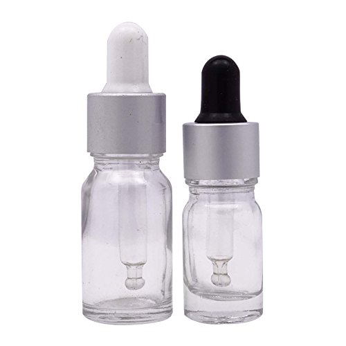 MT Bottles & Jars 12 Stück x Leer Klarglas Augentropfflasche Aromatherapie Großhandel Ätherische Öl Pipette Tropfflaschen mit Silberkuppe
