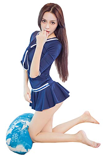 Olanstar Schulmädchen Kostüm Cosplay Uniform Klassisch Gefalteter Minirock mit Bowknot