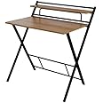 Danube Home Lupe Foldable Study Table | Strong And Sturdy Rectangular Study Desk | Folding Table| Modern Design Desk Furniture For Home L 84 X W 50 X H 93 Cm - Oak/Black