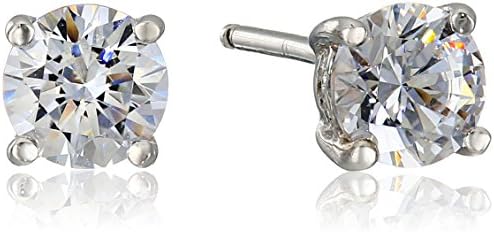 Platinum Plated Sterling Silver Swarovski Zirconia (3cttw) Round Stud Earrings