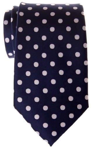Retreez - Corbata de microfibra para hombre, diseño de lunares (varios colores) azul Navy Blue with White Dots Talla única