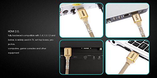 HAVIT High Speed HDMI 2.0 Kabel (4K@60Hz) 6,6ft/2m mit Ethernet und ARC, 24K Goldbeschichtete Anschlüsse, Video 4K 2160p, HD 1080p, 3D für Xbox, PS3, PS4, TV, Laptop, Blu-Ray DVD Player usw. (X90) - 2