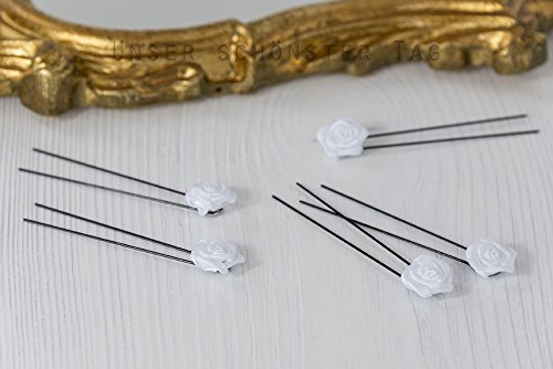 12x Haarschmuck Rosen weiss Braut Haarnadeln Hochzeit Kommunion Blumenkinder HS0004