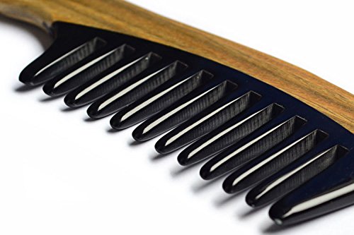 EQLEF® Handmade Premium Quality Natur Ox Horn Kamm Sandelholz Kamm, keine statische Handarbeit Kamm, breiter Zahn - 4