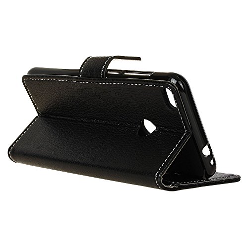 QUENJOY® UltraSlim Case Hülle für Huawei P8 Lite 2017,Dünnes Flip Cover Swivel Holster Handy Tasche mit Kartenfach und Ständerfunktion für Huawei P8 Lite 2017 (5,2 Zoll) Etui in Schwarz - 5