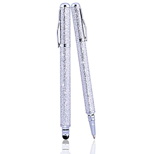 METRO 2 in 1 Eingabestift Touchstift Stylus für Tablet iPad iPhone Samsung Galaxy Tab mit 2x Kugelschreiber,2x extra Ersatzspitzen (Silber) - 3
