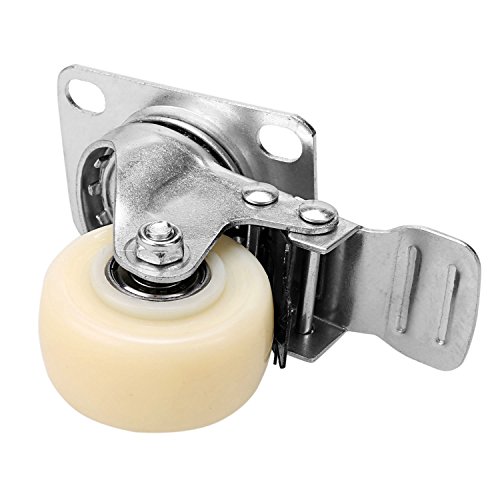 Homdox 4 Stück 50mm 2″ Transportrollen Lenkrollen Strandkorbrollen Schwenkrollen Schwerlastrollen Rollen mit Bremse Tragkraft 400 kg aus Gummi und Stahl - 5