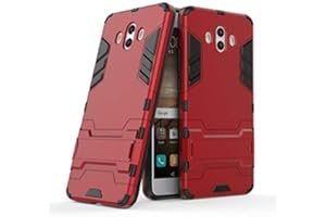 MHHQ - Carcasa para Huawei Mate 10, Huawei Mate 10, 2 en 1, Estilo Robusto, híbridos, Doble Capa, Armadura Defender TPU + PC Hard Case Cover con Kickstand Soporte para Huawei Mate 10 -Red