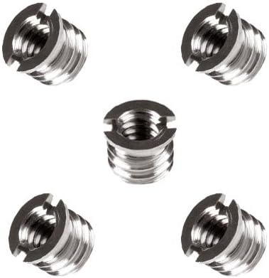 Kaavie Bushing Reducer 1/4'' - 3/8'' Threaded Nuts Converter for Tripod and digital SLR (Pack of 5)