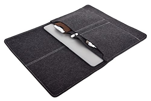 ALMWILD Apple Macbook Pro 13 H  lle  Tasche  Touch Bar  Touch ID   Macbook 12  Mod 2017   Aus echtem Rinds- Leder und 100  Woll- Filz  Case in Schiefe