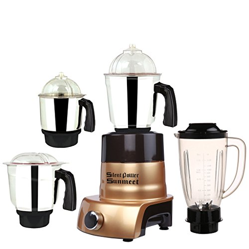 Silent Power Sunmeet 1000 Watts Mixer Juicer Grinder Without Filter 4 Jar (1 Medium Jar, 1 Juicer Jar, 1 Large Jar and 1 Chuntey Jar) Direct Factory Outlet, Save On Retailer Margin. Make in India