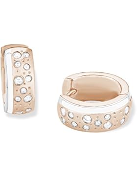 s.Oliver Damen-Creolen Ohrringe 15 mm Edelstahl IP Rose Emaille Zirkonia weiß