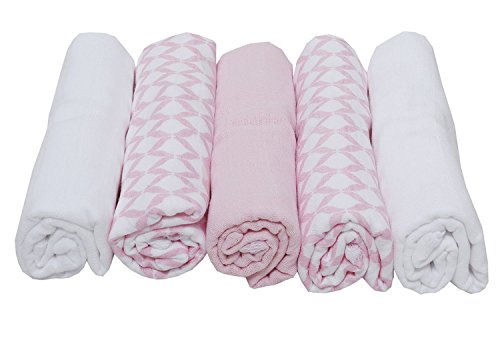 Motherhood Stoffwindeln, Mullwindeln, Spucktücher aus naturreiner Baumwolle, 70 x 80 cm, 5 Stück