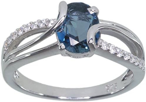 London Blue Topaz Gemstone Oval Sterling Silver Ring (P)