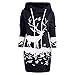 Produktbild Luckycat Damen Christmas Monochrome Reindeer Bedrucktes Minikleid Mit Kordelzug Abendkleider Cocktailkleid Partykleider Blusenkleid Mode 2018