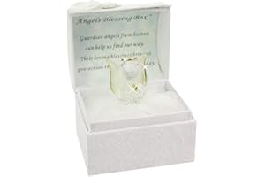 ONLINESTREET Angels Worry Box Gold Gilded Figurines, with Little Angel Wings, and a Spiritual Verse Inside the Lid | A Personalised Ornamental Box of Mindfulness for your Loved Ones (1 White Angel Blessing Box)