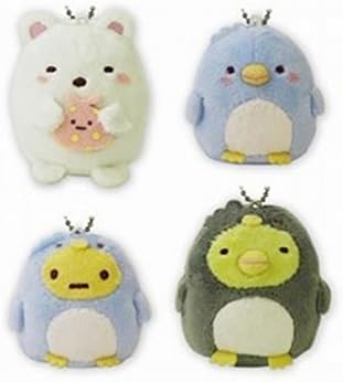 Immediately mascot key chain with a corner Gurashi bear the polar bear penguin penguin real tapioca all four set
