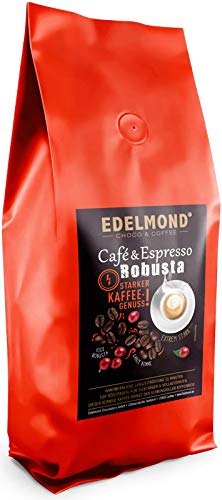 Edelmond Robusta Kaffee, eine private Trommel - Langzeitröstung für beste Röstaromen. Säurearm für Espresso oder Café Creme (450g)