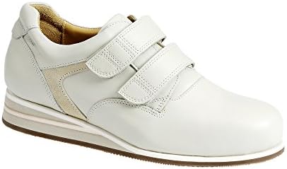 Women's Casual Shoes - Cream - Leather &amp; Nubuck - Velcro - Width - EE - Size - 9.5