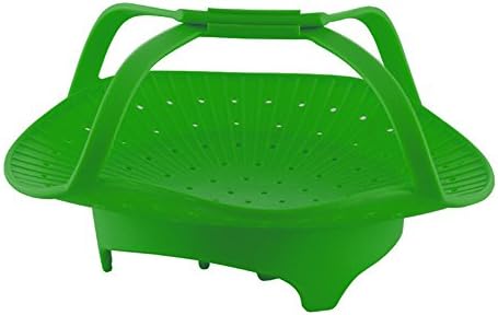 Robust Silicone Steamer Basket for Instant Pot, Best for all Instant Pot Sizes - Green BPA free. Food grade, makes steaming simple. Works well with any vegetable, eggs, potatoes