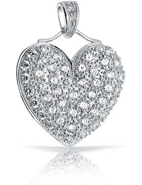 Bling Jewelry Pave CZ Herz erscheinen Sterling Silber Anhänger